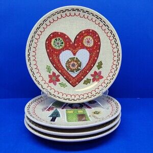 Cracker Barrel Homespun By Lori Siebert 8" Salad Plates Bundle Of 4